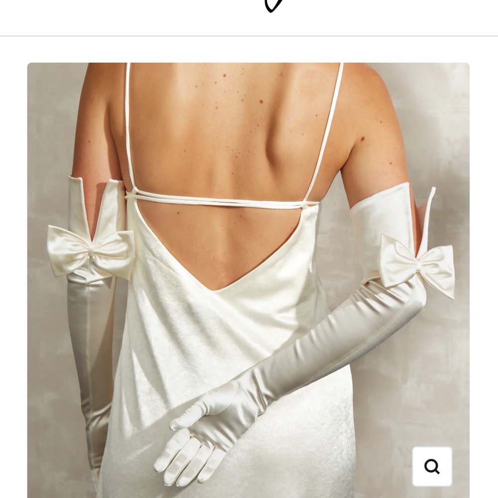Cornelia James Satin Gloves with Bows